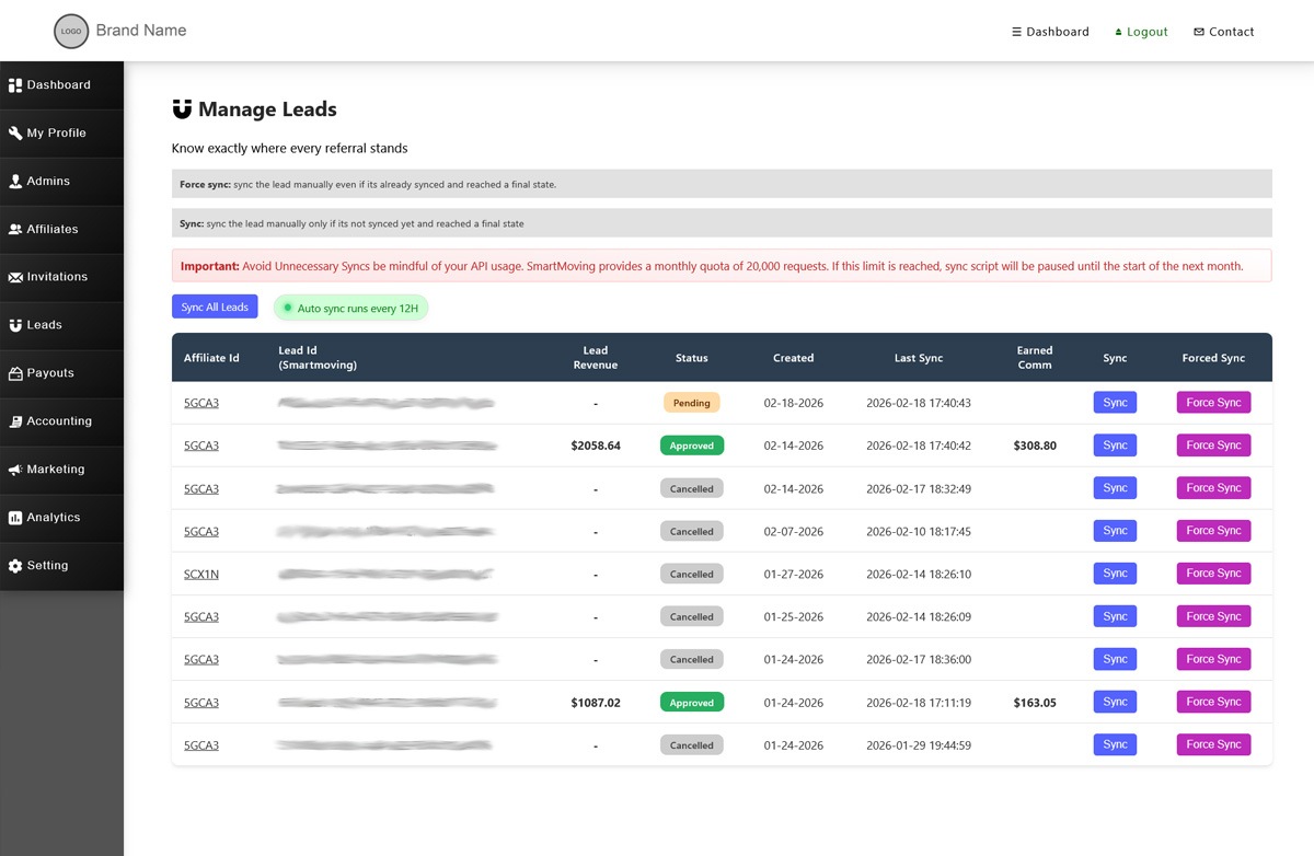 Referred Leads Management